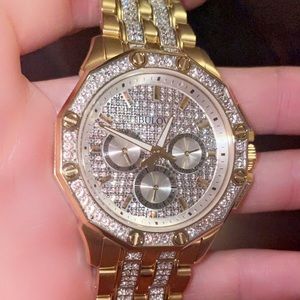 Bulova gold watch with diamonds